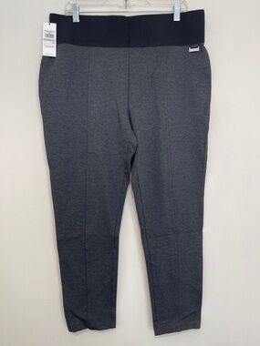 Calvin Klein Charcoal Gray Pull-On Dress Pants with Black Waistband